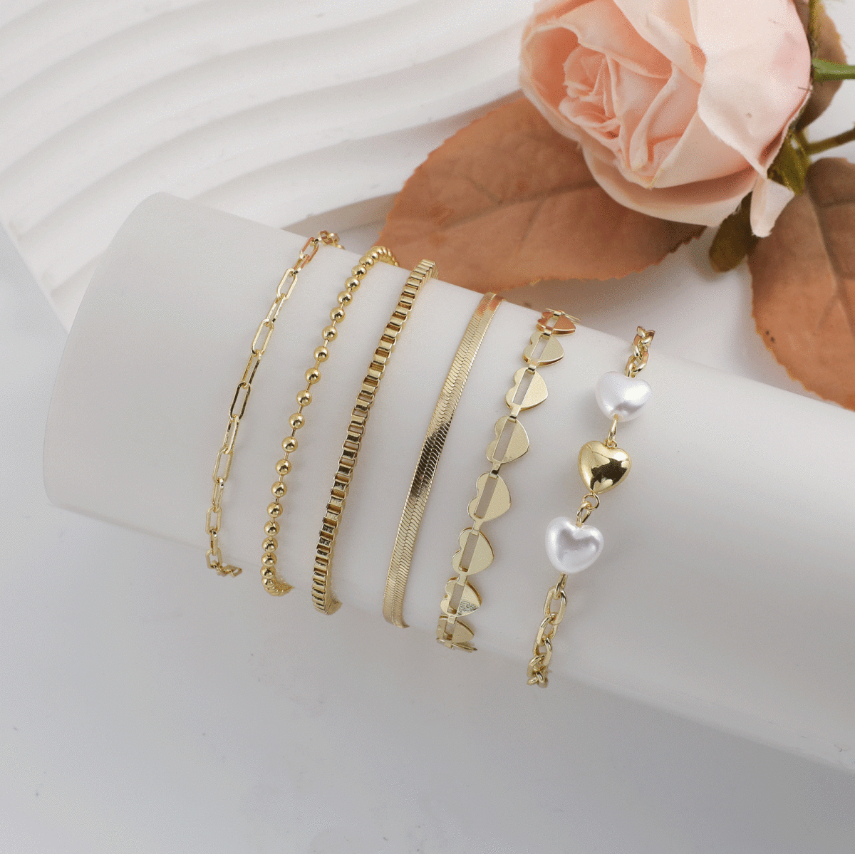 Kyerlyn Gold Layered Bracelets Stack - KYERLYN
