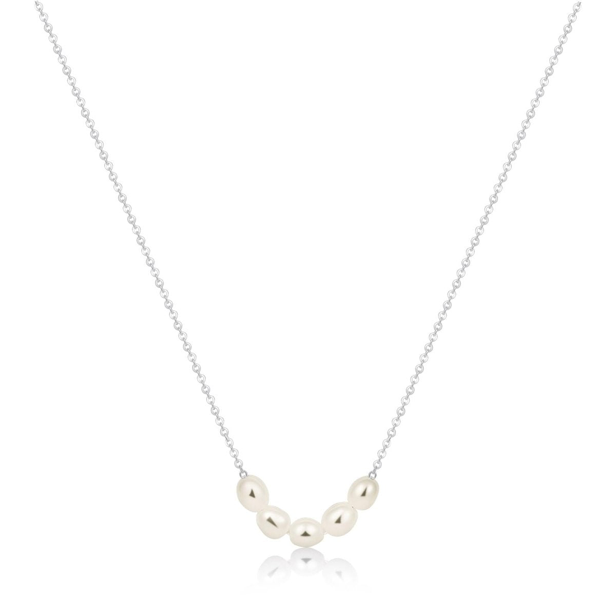 ★ENGBROX★ silver925 spring pearl necklace EBNL25002SV Cultured Pearl Basket Drop Necklace Sterling Silver 18&quot